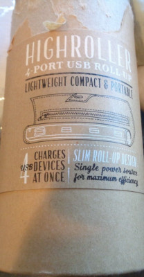 Pottery Barn HIGH ROLLER 4-PORT USB ROLL UP charger phone New 