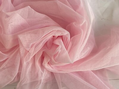 Konvolut 7 Meter Baby Rosa Premium Weich Sechseck Tüll Stoff zum Kleid Nähen