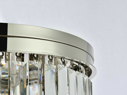 Flush Mount 9 Light Fixture Crystal and Polished Nickel Dining Room Kitchen 20" - Bild 7 von 9