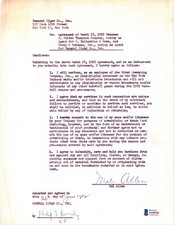 1952 Mel Allen Signed - Autographed Vintage Contract or Cut + BECKETT BAS COA