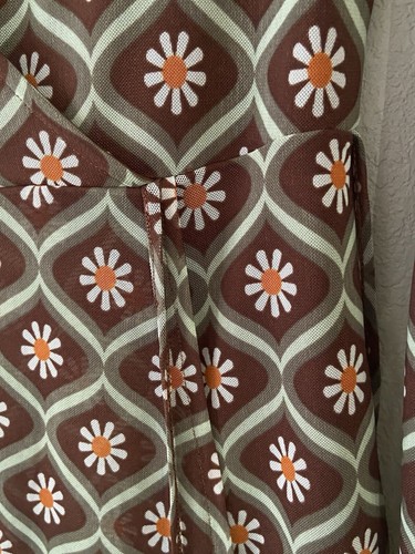 Wrap Dress Sz L Semi Sheer Long Sleeve 70s Vibe Hippie Flowers Casual Brown - Picture 3 of 20