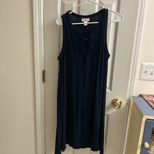 Ann Taylor Loft Outlet Lounge Beach Casual Dress Navy Large Final Clearance