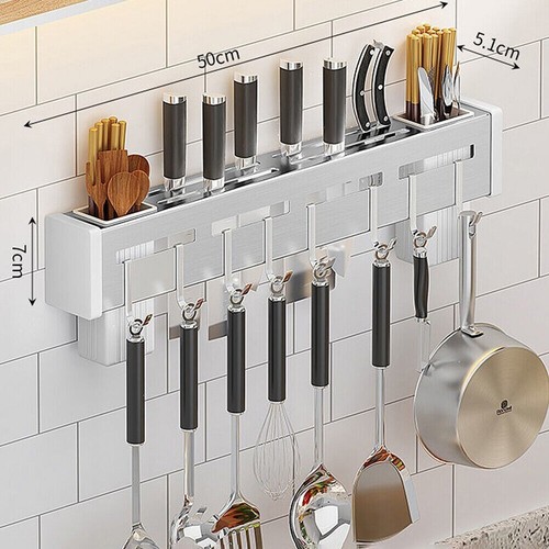 Wandhalterung Gestell Pfanne Messer Halter Utensilien Kochgeschirr Organizer Haken Küchenwerkzeuge - Bild 9 von 10