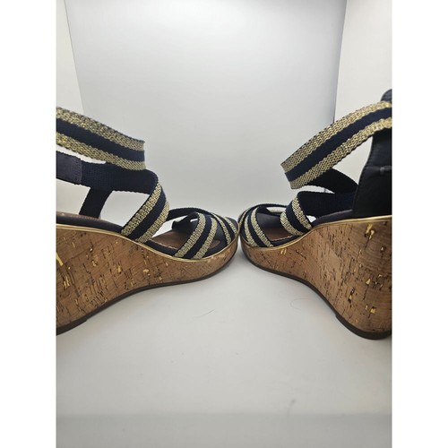Womens Sperry wedge heel sandals navy blue and gold stripped size 7.5m - Picture 5 of 8