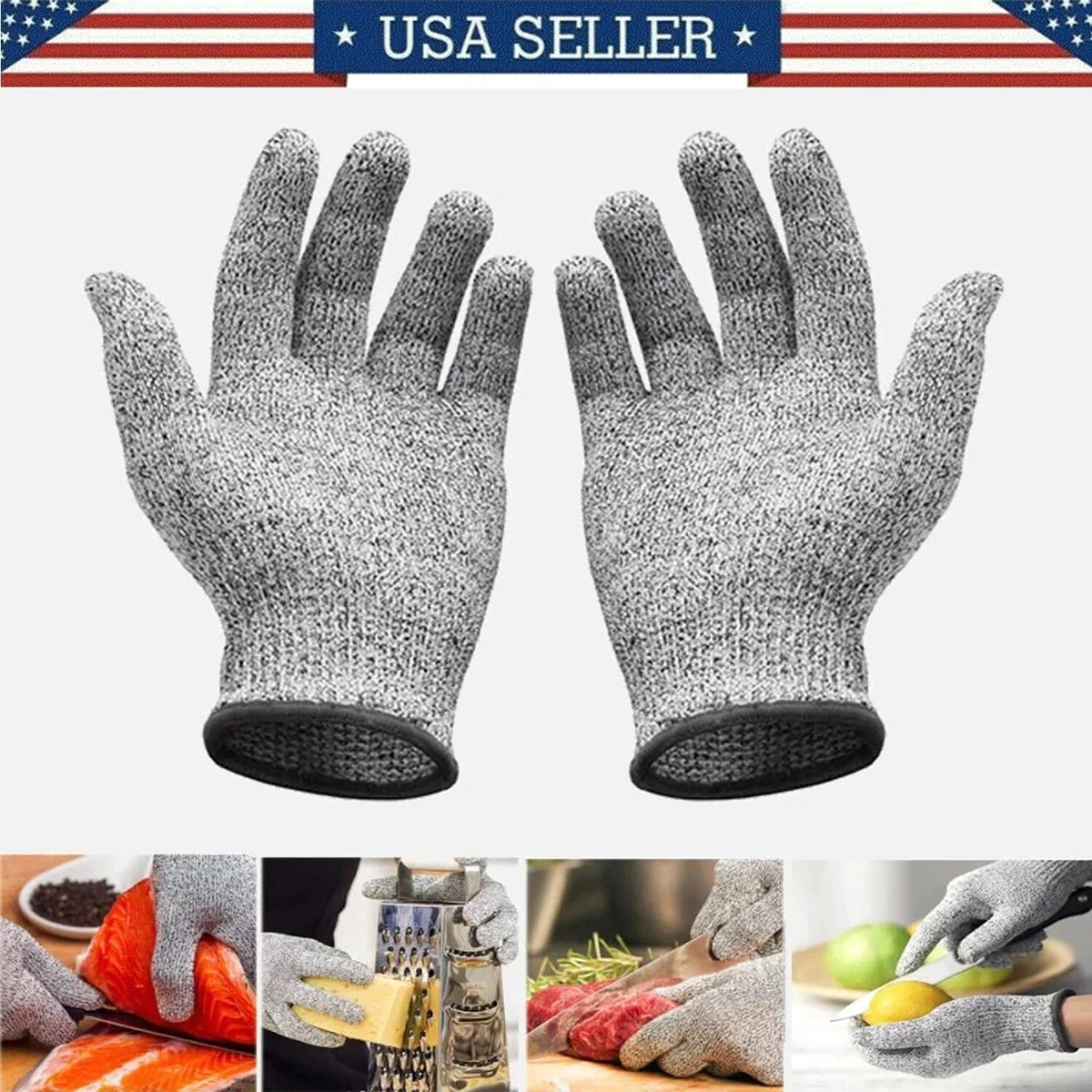 Cut Resistant Gloves Food Grade Safety Cutting Gloves for Kitchen Cut  Vegetables