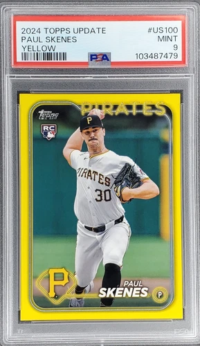 2024 Topps UPD YELLOW TRUE ROOKIE Paul Skenes PSA 9 RARE SP 2024 NL ROY