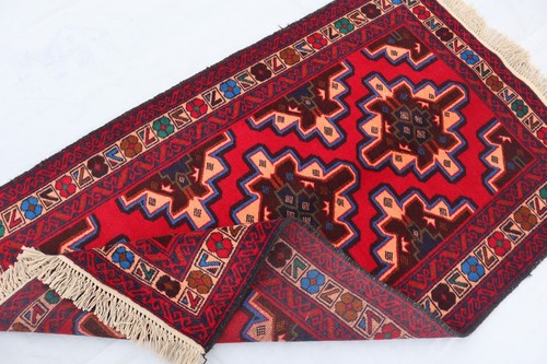 Antiker 3x5 ft Geometrischer Teppich 90x140 cm Rot Beige Handgeknüpft Weichflor Kinderteppich - Bild 9 von 13