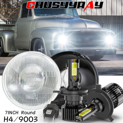 chrome 7 Inch LED Headlights For 1953-1977 Ford F100 F250 F350 Pickup Pair