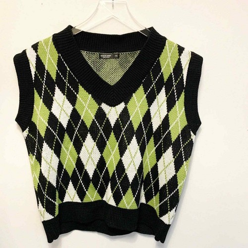 1XL Sweater Vest Preppy V-neck Y2K 