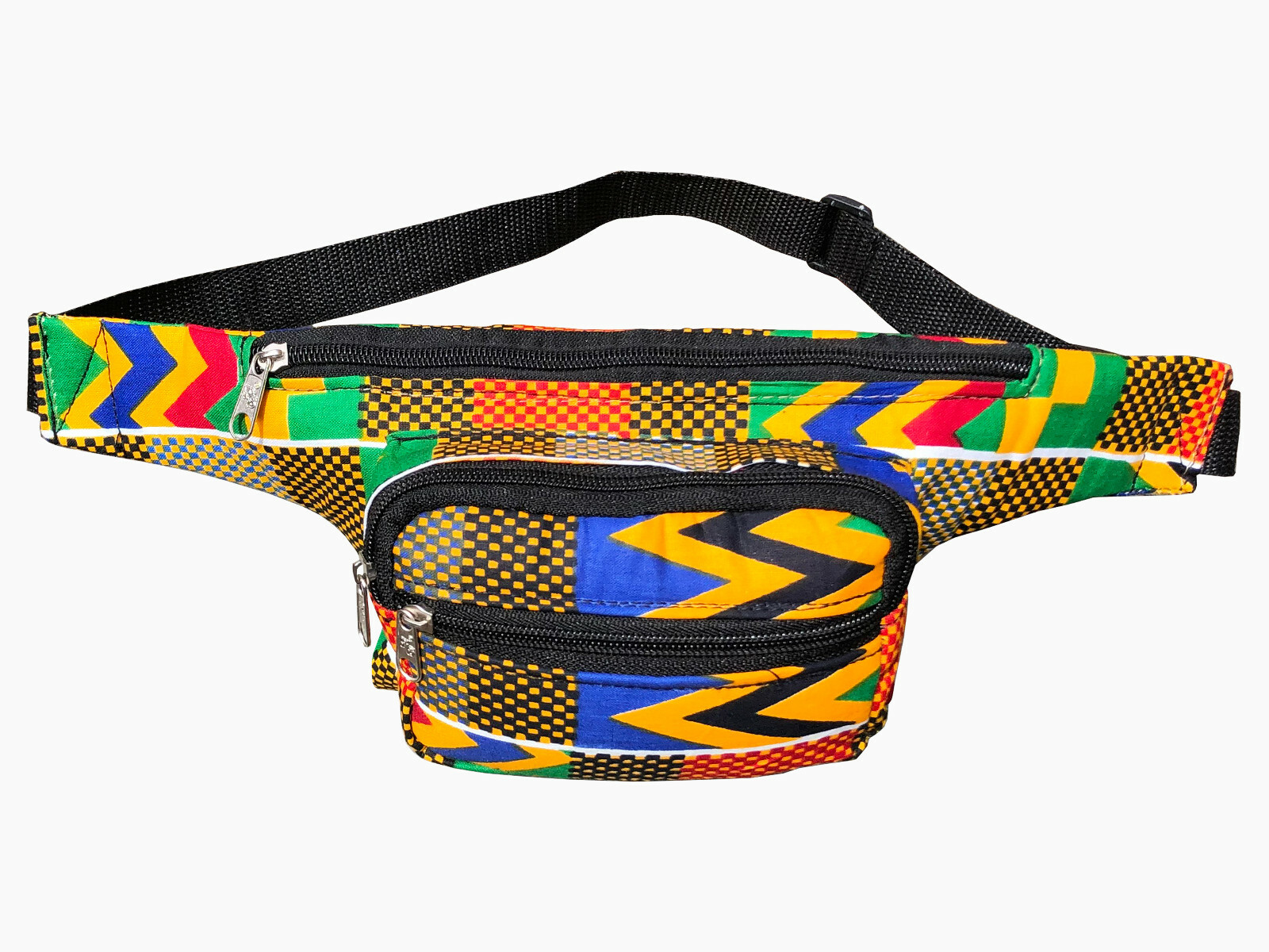 Black Fanny Packs - Kente Fanny Pack Black