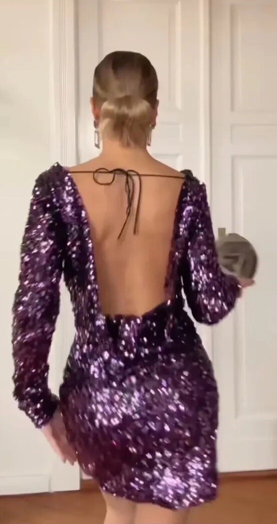 ZARA NWT WOMAN SEQUIN MINI DRESS PURPLE | 8741/273 S,M,L,XL ZARA NWT WOMAN SEQUIN MINI DRESS PURPLE | 8741/273 S,M,L,XL
