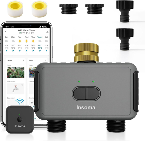 Wifi Water Timer 2 Zones, Smart Sprinkler Timer for Garden Hose, APP Remote Cont