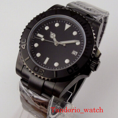 40mm 24 Jewels NH35 MIYOTA 8215 PT5000 Black PVD Automatic Sterile Men's Watch