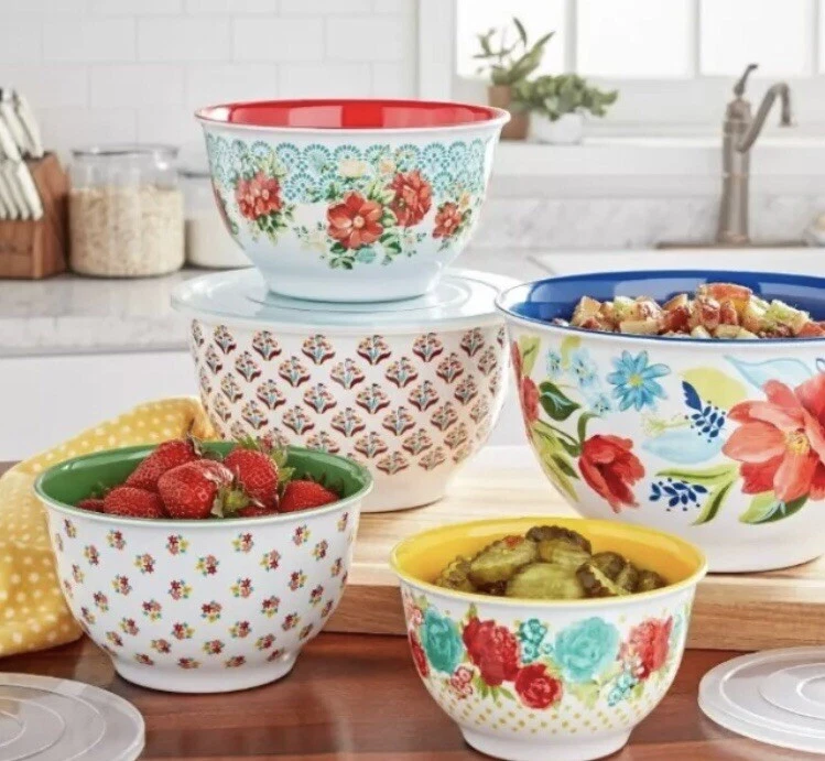Pioneer Woman ~ Ten (10) Piece Nesting Bowl Set ~ Melamine ~ SPRING BOUQUET