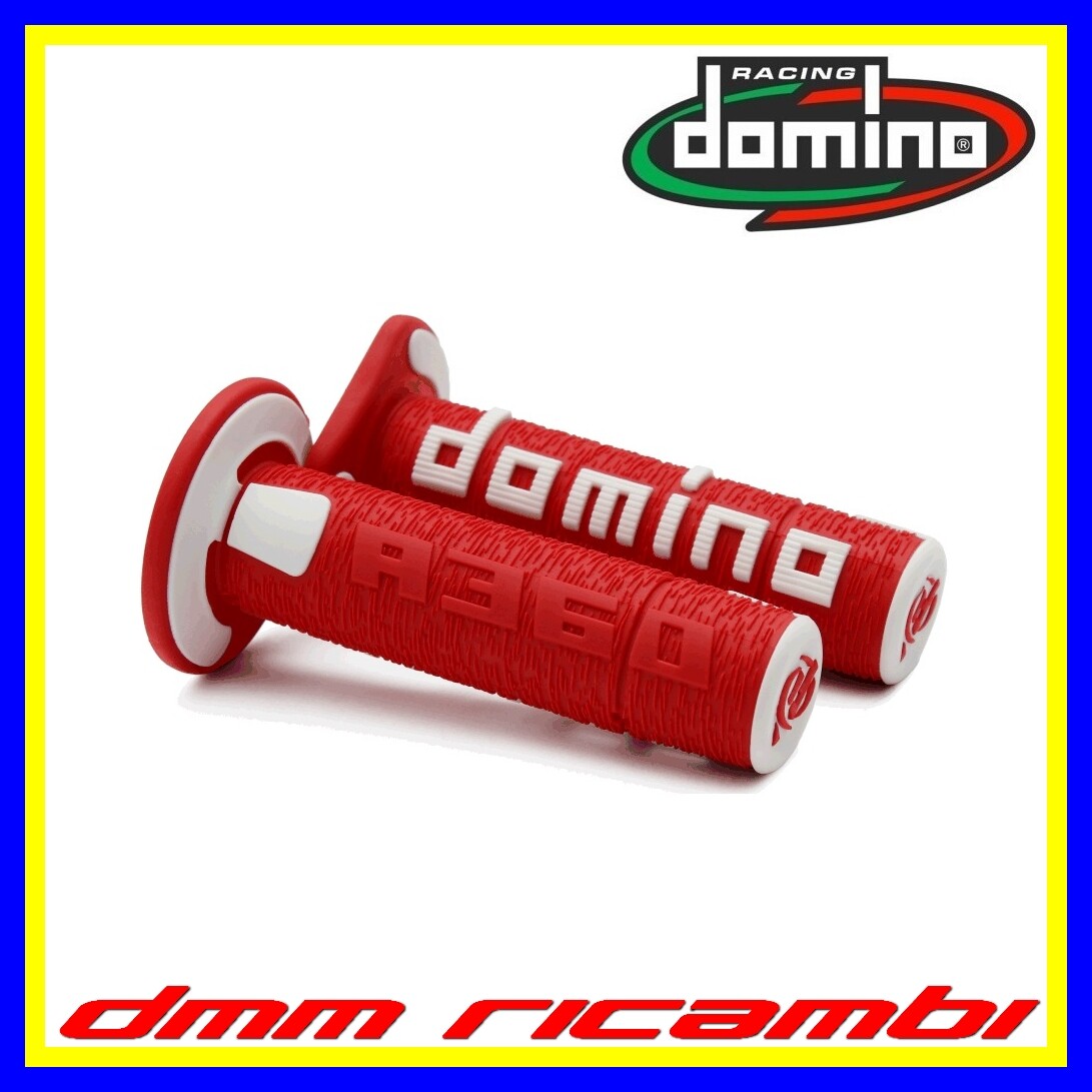 Manopole Cross Domino A360 Tommaselli Moto Scooter Enduro Motard Rosso Bianco