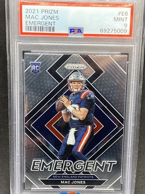 MAC JONES 2021 PANINI PRIZM ROOKIE RC EMERGENT # E6 PSA 9 | eBay