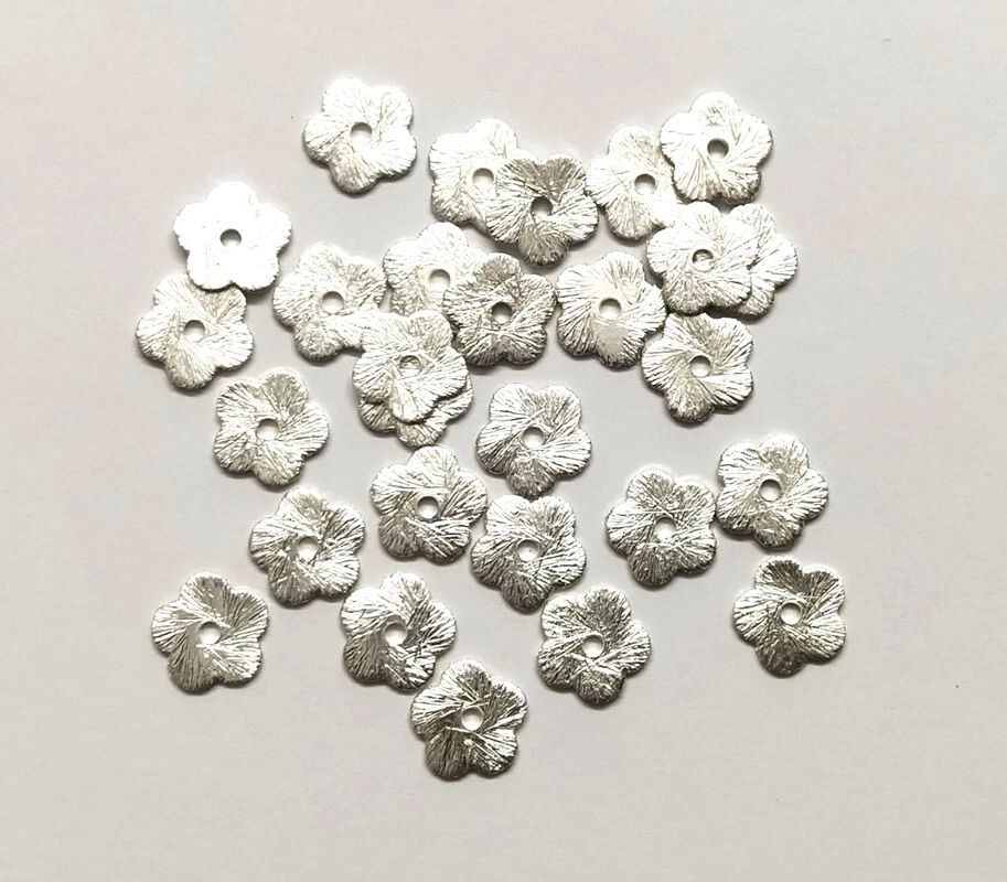80Pcs 8mm Brushed Flat Disc Sterling Silver Plated Jewelry Making