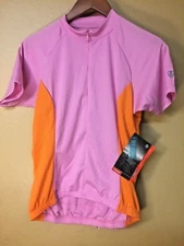 CYCLING JERSEY TREK CLASSIC SHORT  SLEEVE WOMEN'S  PINK/ORANGE 3 POCKET 