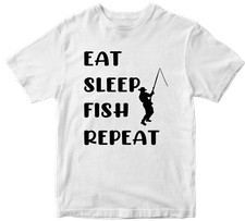 Eat Sleep Fish Repeat T-shirt Fishing Reel Bait Father Funny Novelty Gifts