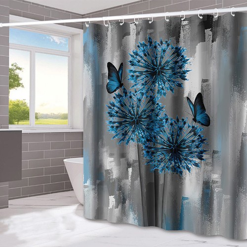 Wooden Flower Series Shower Curtain Bathroom Curtain with 12 Hooks Waterproof - Picture 23 of 47