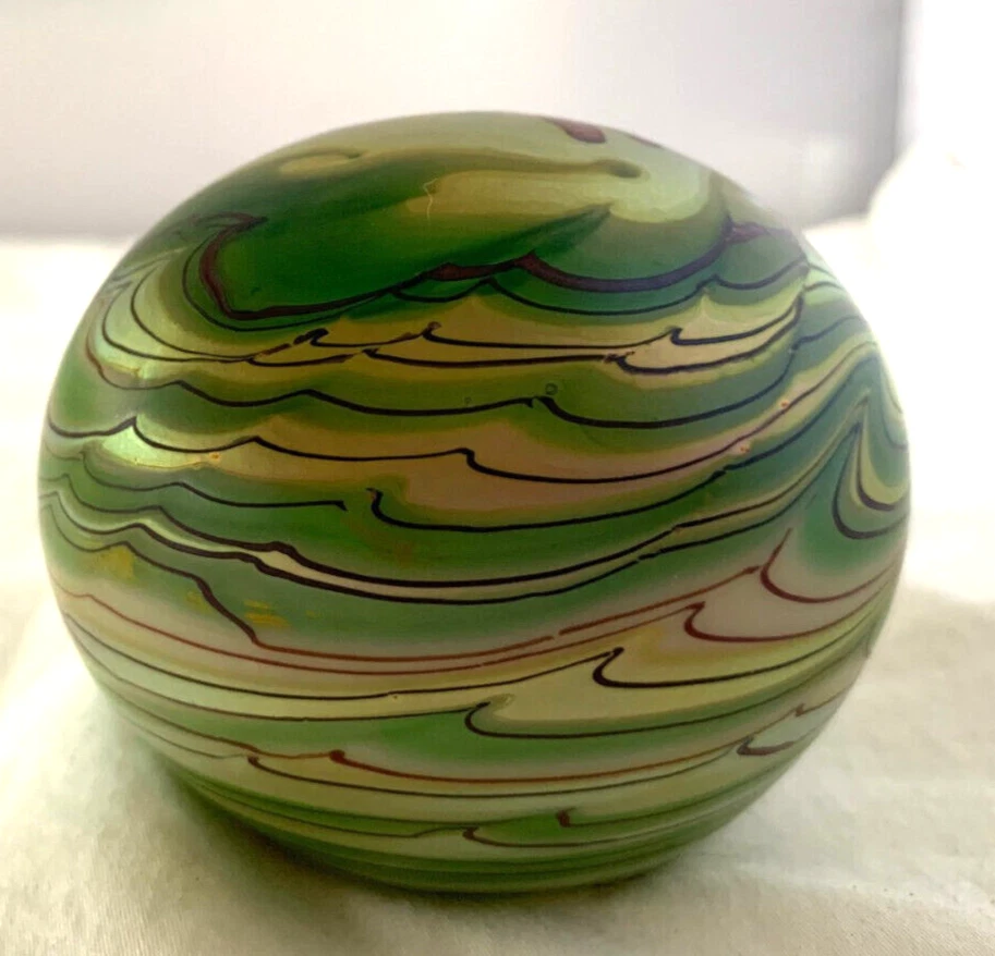 Pisapapeles libélula vintage 1979 Lundberg Studios firmado en vidrio Art Nouveau Foto 4 de 4