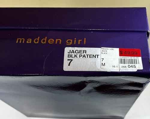 NUEVO Tacones de aguja Jager de charol negro Madden Girl, punta abierta, talla 7 - Imagen 9 de 9