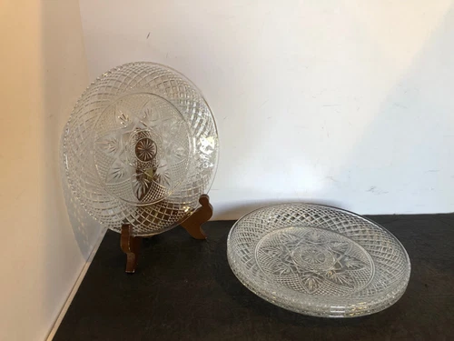 Set of 4 Cristal D'Arques Durand Clear Glass 10" Dinner Plate Antique Pattern