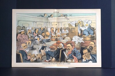 Presidential Fever 1883 SICK SENATORS LOGAN MANONE MILLER HAMPTON JONES Puck Art