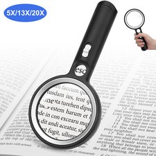 5X 13X 20X Handheld Magnifier 30 LED Lights and 1 UV Light Magnifying Glass