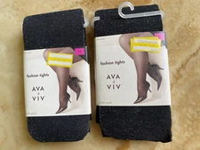 A NEW DAY BEAUTIFUL SEXY FASHION TIGHTS EBONY BLACK SIZE 2X TWO PAIRS FREE SHIP