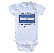 Made In America With Salvadoran Parts El Salvador Flag One Piece Baby Bodysuit