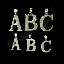 10K Yellow Gold Diamond Cut Initial Letter Charm Pendant A-Z Alphabet - 2 Sizes