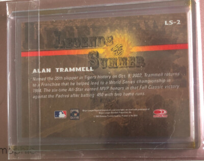 2003 DONRUSS SIGNATURE SERIES ALAN TRAMMELL LEGENDS OF SUMMER AUTO 