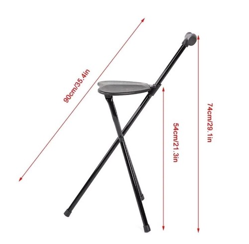 Folding Portable Walking Stick with Seat Cane Travel Hiking Chair Stool Tripod - Picture 2 of 7