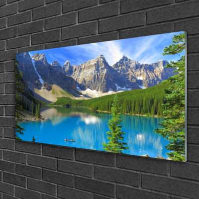 Wandbilder aus Plexiglas  100x50 Acrylglasbild See Gebirge Wald Landschaft