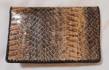 Vintage 1970s Snakeskin Foldover Leather Wallet Minimalist Checkbook Western