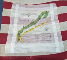 Vintage 70s Map St. Andrews Golf Course Scotland Souvenir Handkerchief Kreier
