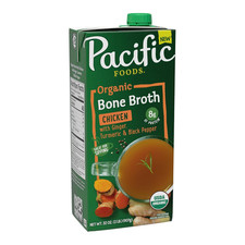 Pacific Foods Organic Chicken Bone Broth Ginger, Turmeric, Black Pepper, 32 Oz