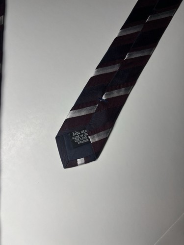 "Corbata Hugo Boss azul a rayas para hombre 100 % seda 60"" hecha en Italia" - Imagen 6 de 7