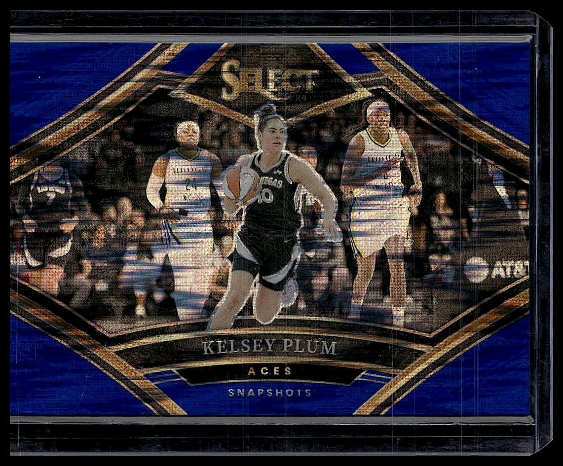 2024 Panini Select WNBA #19 Kelsey Plum Snapshots Prizms Blue Flash #/99