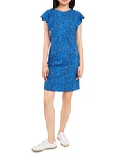 VINCE CAMUTO Womens Blue Animal Print Flutter Sleeve Round Neck Short Dress XS