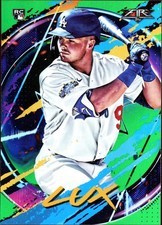 2020 Topps Fire Gavin Lux #182 Green 91/199 Rookie Card. rookie card picture