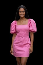 ASOS Dress Pink Puff Sleeve Mini Dress