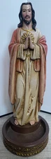 *** BEAUTIFUL SACRED HEART JESUS HOLY WATER FONT STATUE FROM NUNS CONVENT 8.375"