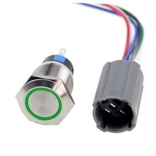 19mm Push Button Switch,Green LED 12V-24V 12V-24V Green LED Momentary