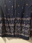 Knox Rose Bomber Jacket Women L  Navy Embroidered Floral 100% Rayon Full Zipper — photo 3
