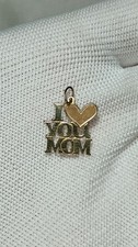 14k Yellow Gold I Love You Mom Charm Pendant Mother Day Gift