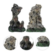 2 Pcs Mini Resin Figurines Ornaments Rockery Fish Tank Decoration