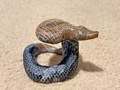 Zuni Rattlesnake Snake Fetish - Farlan & Paulette Quam Zuni  , Picasso Marble