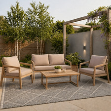 Garden Sofa Set 4 Seater Lounge Chair Acacia Wood Premium Outdoor Furniture Lido
